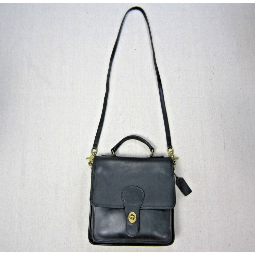 Vintage Coach Black Leather Station Bag 5130 Made in USA with Hangtag (1996)
